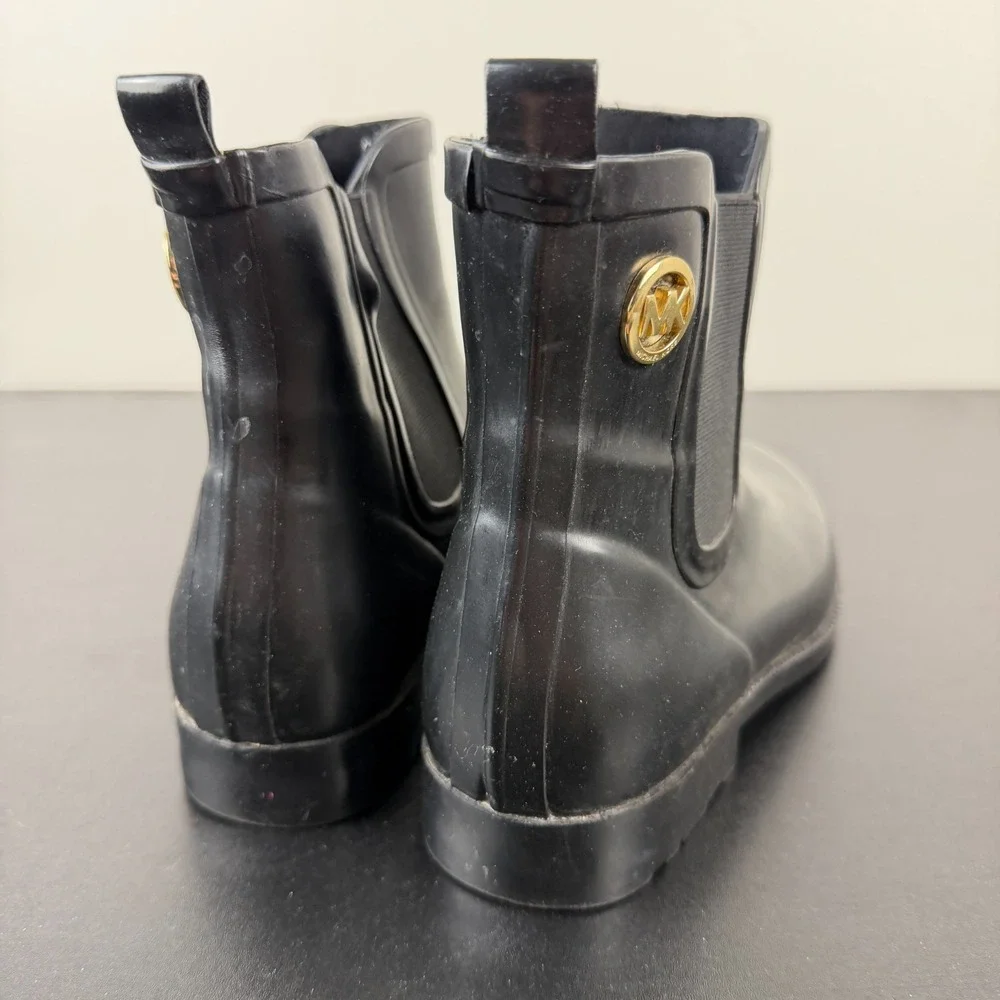Michael Kors Chelsea Ankle Rain Boots Women's 6M Black Rubber Waterproof Outdoor